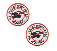 2 Pcs Chien de Service, S'Il Vous Plaît Ne Me Caressez Pas, Je Travaille Chien Gilet/Harnais Patch Compatible avec Velcro Intéressants Chiens Signes pour Chien de Travail/Formation/Service/Guide