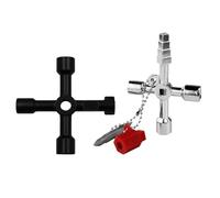 2 Pcs Clé Triangle Multifonction 4 Voies,Clé Universelle Portable Clés en Croix avec Têtes Triangle et Carrée Outil Polyvalent pour Utilisation Domestique et Professionnelle pour Armoires Electriques