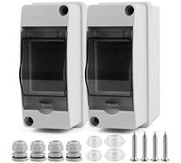 2 Pcs Coffret Electrique Etanche Exterieur IP65 Boitier Electrique 2 Modules Tableaux à Disjoncteurs électriques Boitier avec 4 presse étoupes étanches pour jardins en plein air, fermes