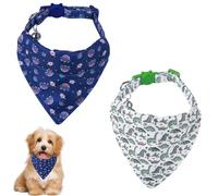 2 Pcs Collier de Séparation pour Chat, Bandana Nœud Chiot à Libération Rapide, Foulards Triangle Chat Réglable de 18 à 28cm avec Cloche en Métal pour Chiot Petit Chien Chat