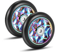 2 Pcs Colorful Thick Pu Scooter Wheels With Bearings 110mm (Black)