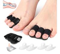2 Pcs Correcteur Orteil En Griffe, Orthese Orteil En Griffe, Hammer Toe Straightener Soutien Solide Soulager L'inconfort Adapté Au Deuxième Troisième Quatrième Orteils Avec 4 Ecarteurorteil(Noir L)