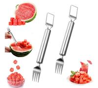 2 pcs Coupe-PastÈQue 2 en 1, Fourchette Couper Les Fruits PastèQue, Trancheur de Pastèque, Coupe-Pastèque en Acier Inoxydable, Outil Coupe PastèQue D'éTé, Pour PastèQue Fruit Du Dragon Etc