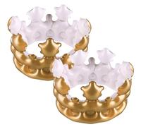 2 PCS couronne gonflable，couronne de reine décorations de fête de poule jouet，accessoire de costume de carnaval，Couronne gonflable Anniversaire Couronne Gonflable Or Idée Cadeau pour Enfant Naissance