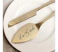 2 Pcs Couteau Et Serveur De Gâteau De Mariage Personnalisé Avec Nom, Set De Cérémonie De Découpe De Gâteau De Mariage Gravé, Set De Coupe Et Tranche De Gâteau Pour Fiançailles, Anniversaire, Fête