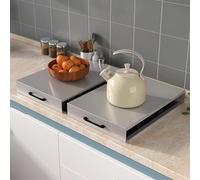 2 Pcs Couvre Plaque de Cuisson Gaz, Cache Plaque de Cuisson en Acier Inoxydable, pour Cuisinière À Gaz et Électrique, Agrandissant L'espace de la Cuisine(Stainless steel,16x18in/40x45cm)