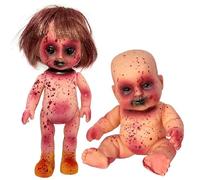 2 PCS Creepy Doll Bloody Died Girl & Boy 10 à Halloween Effrayant poupée hantée Suspendue PVC Poll Horror Dolls for Hauted House, Prank Game, Living Dead Dolls, Effrayant