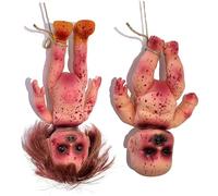 2 PCS Creepy Doll Bloody Died Girl & Boy 10 à Halloween Effrayant poupée hantée Suspendue PVC Poll Horror Dolls for Hauted House, Prank Game, Halloween 2025