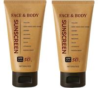 2 PCS Crèmes Solaires Au Suif Minéral Spf 50, Crème Solaire Naturelle Au Suif Minéral Et à L'oxyde De Zinc, Formule Bio Non Grasse pour Le Visage Et Le Corps, Résistante à L'eau Et Légère