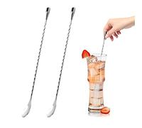 2 PCS cuillère à cocktail en acier inoxydable, Spiral mix Spoon pour mélanger et stratifier les boissons