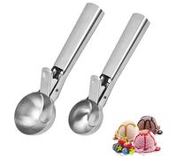 2 pcs Cuillère à Crème Glacée,Cuillère à Glace en Acier Inoxydable Avec Éjecteur,Cuillere a Glace En Acier Inoxydable Poli,pour Crème Glacée, Falafels, Riz, Ice Cream Scoop