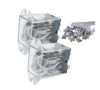 2 PCS DC 24V Relais de bobine 2NO 2NC DPDT Module 8 Pin 10A LED Indicateur Électromagnétique Relais de puissance avec borne de câble