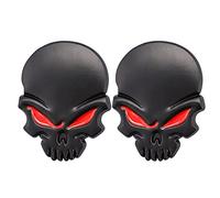 2 Pcs de 3D Skull En Alliage de Zinc Métal Autocollant De Voiture Skull Emblème Badge Car Styling Autocollants Accessoires pour Voiture Moto (noir)