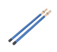 2 Pcs de Balai en Bambou pour Batterie Jazz (BLUE) | Ensemble d\'outils de brosse à tambour, en bambou légères, avec pointes de maillet de brosse pour batteurs