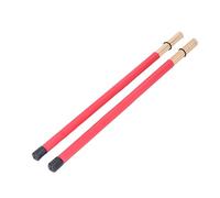 2 Pcs de Balai en Bambou pour Batterie Jazz (rouge) | Ensemble d\'outils de brosse à tambour, en bambou légères, avec pointes de maillet de brosse pour batteurs