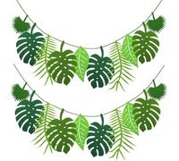 2 Pcs Décorations De Jungle,Feuilles De Palmier Tropicales Vertes,Décoration Réutilisable Pour Fête D'anniversaire Et D'été,Pour Enfants Decoration Anniversaires Fêtes À Thème Jungle D'été