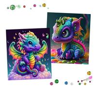 2 Pcs Diamond Painting Dragon 5D Peinture Diamant Adulte Dragon Peinture Diamant Kit Complet, DIY Diamant Painting Enfant, Broderie Diamant Art Painting Kits Décoration Murale pour la Maison 25x35cm