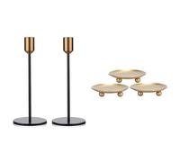 2 Pcs Dinant Porte-Chandelier, Pièce Maîtresse De Table Porte-Bougie Et 3 Pack Plaque De Fer Bougeoir Fer Bougie Pilier-Fs-Phfu