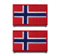 2 Pcs Drapeau Norvège Patch Badge Drôle Tactique Broderie Attaches Crochet Et Boucle Applique Patch Militaire Pour Vêtements, Vestes, Chapeaux, Sacs À Dos, Gilets, Sacs, Jeans