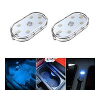 2 PCS Eclairage intérieur de Voiture, Eclairage d'ambiance Bleu glacé pour l'intérieur de la Voiture,lumière de Lecture intérieure de Rechargeable USB