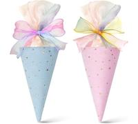 2 Pcs Einschulung Kleine Schultüte Décorations de Fête, Pochette Surprise pour frères et sœurs, comme Petit Sac Cadeau ou pour la rentrée des Classes, Kit de création de Cornet de rentrée des Classes