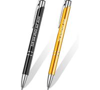 2 Pcs Engraved Ballpoint Pens Personalized Inspirational Motivation Retractable Metal Pen With Encouraging Quotes, Black And Gold (Elegant Style)
