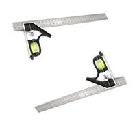 2 pcs Equerre à Combinaison，Règle d'Angle en Acier Inoxydable，Idéal pour Mesure, Marquage.