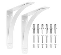 2 Pcs Equerre Etagere Murale blanc, Equerre Charge Lourde, Supports Équerre Étagère de Fixation Etagere Murale Vintage, Supports d'Étagère Murale à 90 Degrés Metal pour Meuble, 200x200x40 mm