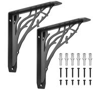 2 Pcs Equerre Etagere Murale Noir, Equerre Charge Lourde, Supports Équerre Étagère de Fixation Etagere Murale Vintage, Supports d'Étagère Murale à 90 Degrés Metal pour Meuble, 200x200x40 mm