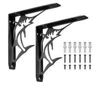 2 Pcs Equerre Etagere Murale Noir, Equerre Charge Lourde, Supports Équerre Étagère de Fixation Etagere Murale Vintage, Supports d'Étagère Murale à 90 Degrés Metal pour Meuble, 200x200x40 mm