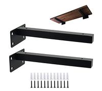 2 Pcs Equerre Étagère Murale pour Fixation Invisible, Support D'étagère Noir en Métal, avec Vis, pour Étagères De Rangement, Murale Décoration, Support Etagere Flottante