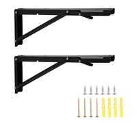2 PCS Equerre Pliable - 400 mm Equerre Pliante Equerre Etagere Murale cier Inoxydable avec vis capacité de charge maximale de 100 kg pour la cuisine le garage la chambre la salle de bain(noir)
