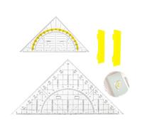 2 Pcs Equerre Rapporteur Équerre Scolaire Rapporteur d'Angle, Regle Equerre Ecole Incassable Raporteurs Triangle De Géométrie Transparent Kit en Plastique pour Etudiants Bureau Maths
