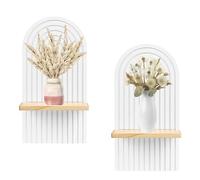 2 pcs Étagères en Bois pour la Décoration,Planche en Bois Décorative Arc-en-Ciel Boho,Étagères Flottantes en Bois Etagere Murale Bohème,décoration pour Chambre à Coucher, Salon, Salle de Bain,Blanc
