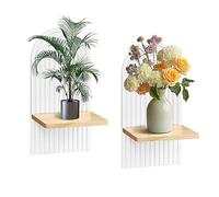 2 Pcs Étagères en Bois pour la Décoration, Planche en Bois Décorative Bohème, Étagère Flottante avec Fixation Cachée, Décoration pour Chambre à Coucher, Salon, Salle de Bain, Blanc