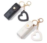 2 Pcs Étui Rouge à Lèvres avec Miroir - Porte Clef et Support de Baume de Voyage 9 * 3cm (Noir+Blanc)
