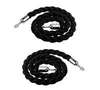 2 Pcs Exquisite Hemp Twisted Barrier Ropes for Places of Worship/Airports/Cinemas,1.5m 2 2.5 3m Long Thicken Stanchion Rope with Silver Hooks(Black,5m/16.4ft)