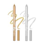 2 Pcs Eyeliner Metallic Glitter Eye Liner Crayon pour les femmes,Eyeliner Waterproof Lip Liner Ombres aux yeux Crayons à sourcils Stylo Maquillage pour les yeux (04 Or et 05 Argent)