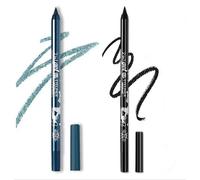 2 Pcs Eyeliner Metallic Glitter Eye Liner Crayon pour les femmes,Eyeliner Waterproof Lip Liner Ombres aux yeux Crayons à sourcils Stylo Maquillage pour les yeux (01 Noir & 09 Bleu froid)