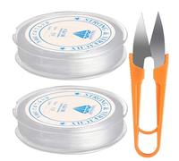 2 Pcs Fil Élastique pour Bracelets Transparent,0.5mm*18m,1mm*5m,Perle Fil pour Bracelet Fil Transparent pour Fabrication de Bijoux,avec Ciseaux (Ciseaux des Couleur est Aléatoire)