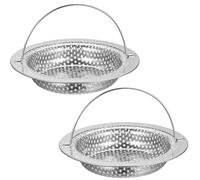 2 Pcs Filtre Evier Cuisine, Bouchon Evier Cuisine en Acier Inoxydable, Filtre Lavabo avec Poignée, Passoire Eviers, Grille Bouchon évier Cuisines pour récupérer aliments(OD 11cm, ID 9cm, H 2cm)