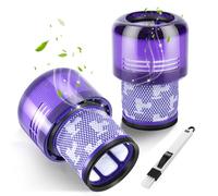 2 PCS Filtre pour Dyson V11 V15, Filtre Aspirateur Compatible avec Dyson V11 Absolute/Animal/Fluffy/Torque Drive/Complete Pro, V15 Detect, SV14 SV17 SV22, Filtre de rechange avec 2en1 Brosse, Violet