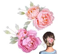 2 pcs fleuris-fleurs pinces de cheveux en soie de fleur artificielle Clip à griffe de perle Clip à griffe de fleur 2 en 1 broches fleuries épingles de coiffage pour femmes Brides Brides Party Ma