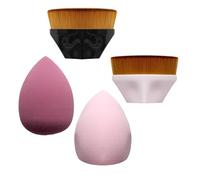 2 PCS Fond de teint Maquillage Pinceau, 2 PCS Maquillage éponges, en forme de pétale Pinceau pinceau, Portable Pinceaux pour estomper Liquide crème (Noir blanc)