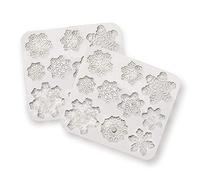 2 Pcs Fondant Silicone MOULES, CNYMANY 20 Cavité 3D Noël Flocon De Neige Moule Sugarcraft Gâteau Décoration Cupcake Topper Projets Artisanat Sucre Pâte À Pâte Résine Polymère Pâte À Argile