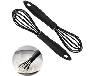 2 PCS Fouet en Silicone de Qualité Alimentaire avec Poignée Ergonomique Confortable, Fouet Inox Léger et Durable, Petit Fouet Cuisine Polyvalent pour Battre, Mélanger et Émulsionner