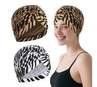2 pcs Foulard en Bambou pour Femme Turban Chimio Cheveux Bonnet de Nuit, pour Perte de Cheveux, chimiothérapie, Cancer -Pointe d'or