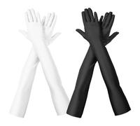 2 PCS Gants Longs Noirs et Blancs de Danse Style 1920, Élégants pour Mariage, Bal de Promo, Opéra, Remise de Diplômes
