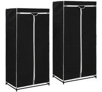 2 pcs Garde robes Noir 75x50x160 cm