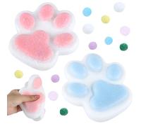 2 Pcs Géante Squishy Patte de Chat, Mignons Douce Patte de Chat Anti Stress, Kawaii Fufu Squishy, Jouets à Presser, Jouets Anti-Stress pour Enfants, Adultes (Bleu Blanc/Rose Blanc)